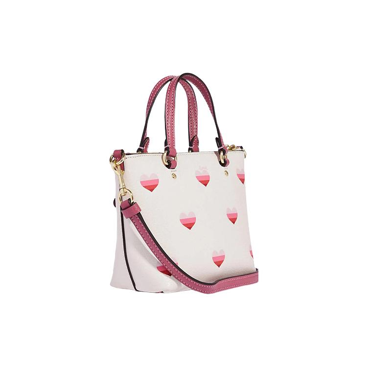 New COACH Gallery Refined Pebble Leather Handbag, Shoulder Bag, Crossbody Bag Trumpets Women's White CA793-IMCAH