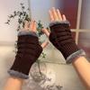 Double Side Plush Winter Warm Gloves - Exposed Finger Design