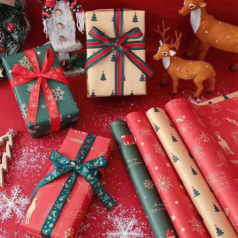 Wholesale Christmas Gift Wrapping Paper Christmas Gift Box Flower Paper Santa Claus Reindeer Christmas Tree Decorative Paper