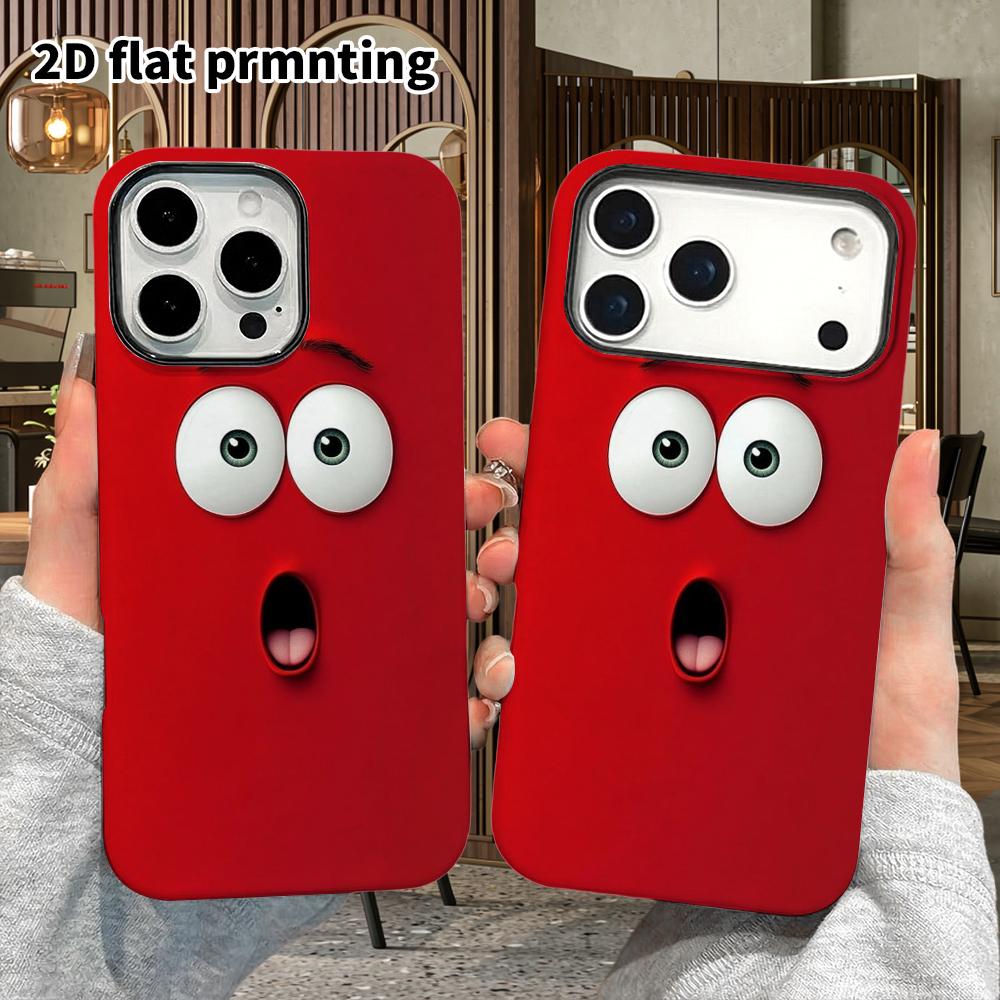Phone Case: 2D Flat Design Suitable for iPhone 18 17 16 15 14 13 Pro Film Protective Case, Couple Style, Shocked Face, Christmas and Halloween Gift