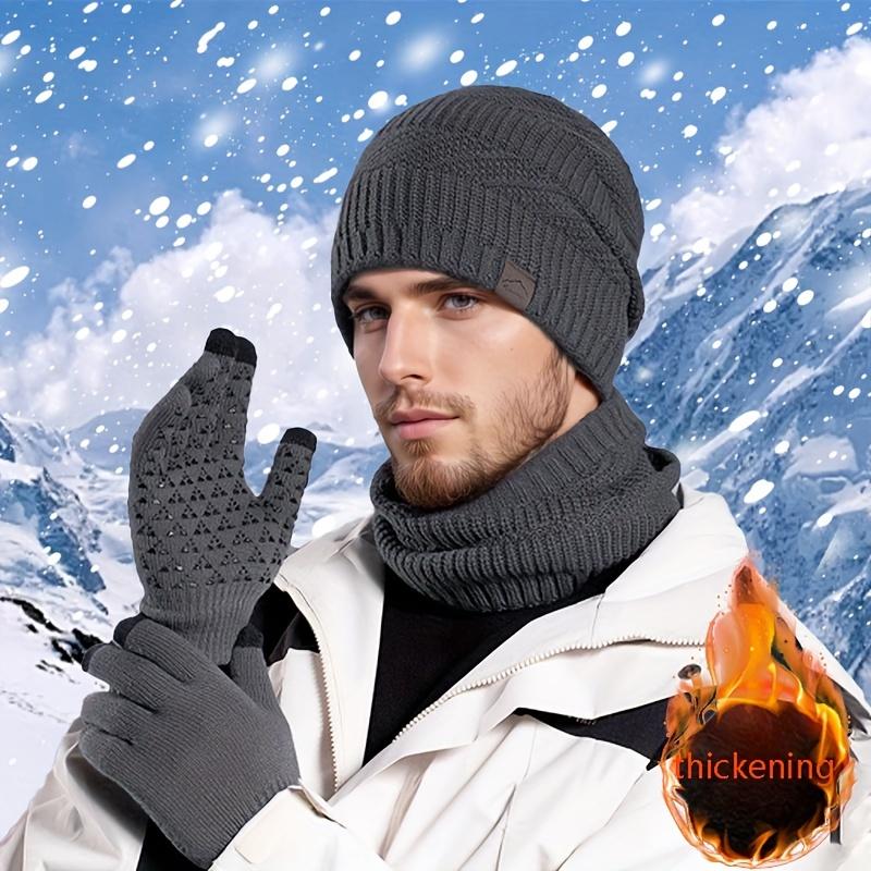 2025 9606 Winter Fleece-Lined Warm Hat and Scarf Set with Ear Protection Knitted Beanie for Men, European Style Cross-border Knit Cap