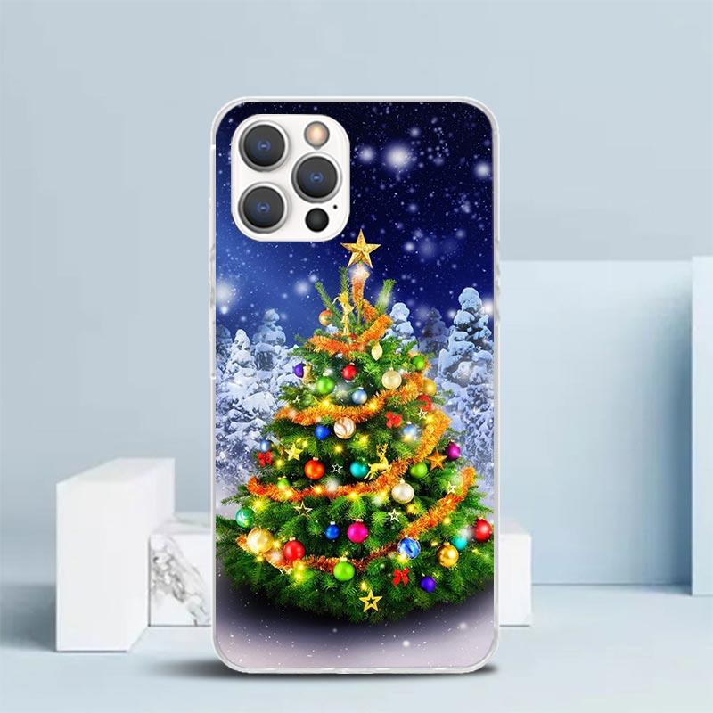 

Merry Christmas Tree Snow Phone Case For IPhone 16 17 Air 16E 15 14 Plus 13 Mini 12 11 Pro Max 7 8 + SE 2020 Soft TPU Back Cover iPhone 14 Pro Max