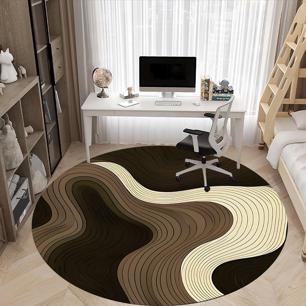 1pc Wave Form Office Round Area Rug, Indoor Mat Suitable For Office, Under Office Chairs Bedroom Living Room Home Decor, Room Deco