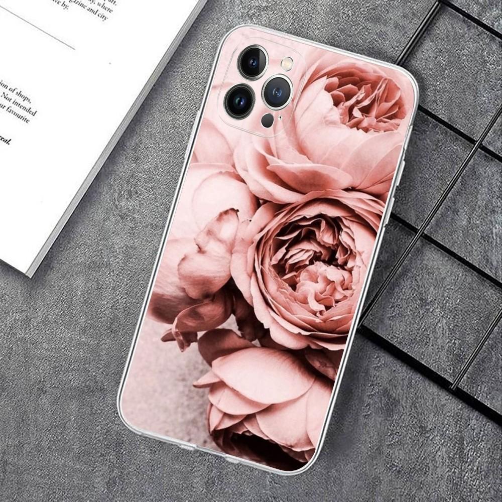 Elegant Pink Purple Peony Phone Case For IPhone 15 14 11 12 13 Mini Pro XS Max Cover 6 7 8 Plus X XR SE 2020 Funda Shell