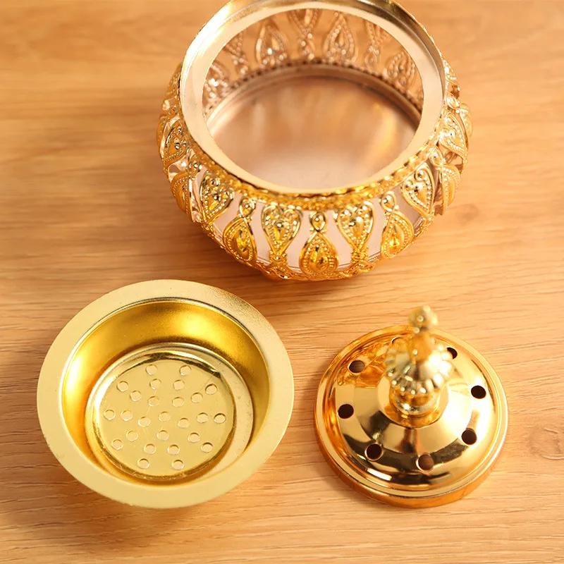 Creative Golden Metal Arabic Style Hollow Tower Incense Burner Incense Burner Craft Ornament Home Hotel Decoration