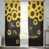 Sunflower Black Background Tulle Curtains Living Room Kitchen Chiffon Curtain Bedroom Balcony Sheer Curtain Fashion Home Decor