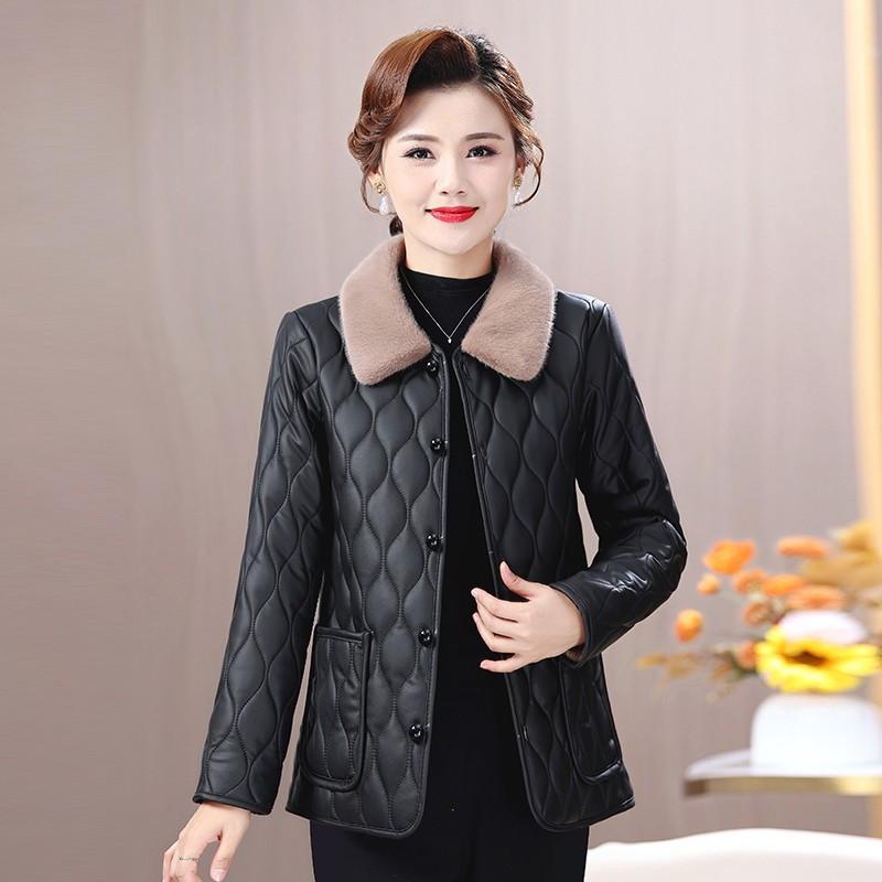 Winter Plüschjacke Winter Damenmode Übergröße Locker Dick Pelzkragen Mantel Für Frauen Mittleren Alters Mit Samt Warmer Steppmantel