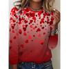 Love Falling, Red And White Gradient, 3D Printing, Women'S Round Neck Casual Sports, Long Sleeve T-Shirt