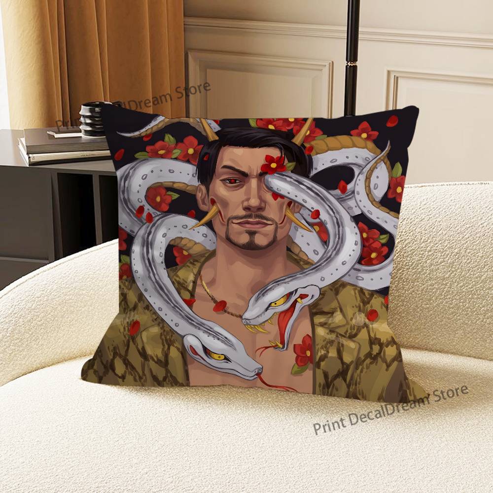 Japanese Game Y-Yakuza K-Kiryu Dragon Pillow Case For Sofa Decor Office Room Printing Cushion Cover Decorations and Protector
