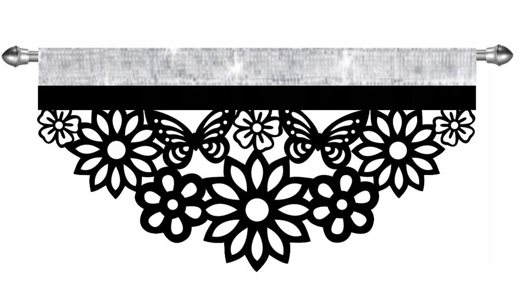 Z17 Kitchen curtain FLOWERS WITH BUTTERFLIES openwork decoration 60x30