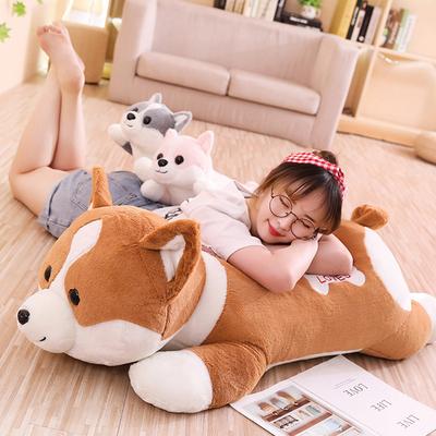 Corgi Doll Shiba Inu Sleeping with Pillow Dolls On The Bed Doll Cute Dog Plush Toys