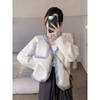 Color-Block Faux Mink Fur Sweater Coat - Korean Style Soft Knit Top for Women (2025)