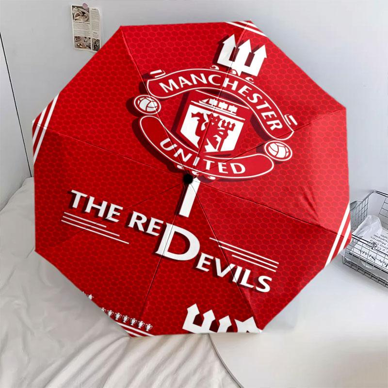 Man Utd, paraguas de plegado automático, diseño portátil y plegable, 8 varillas, un regalo de Navidad o cumpleaños.
