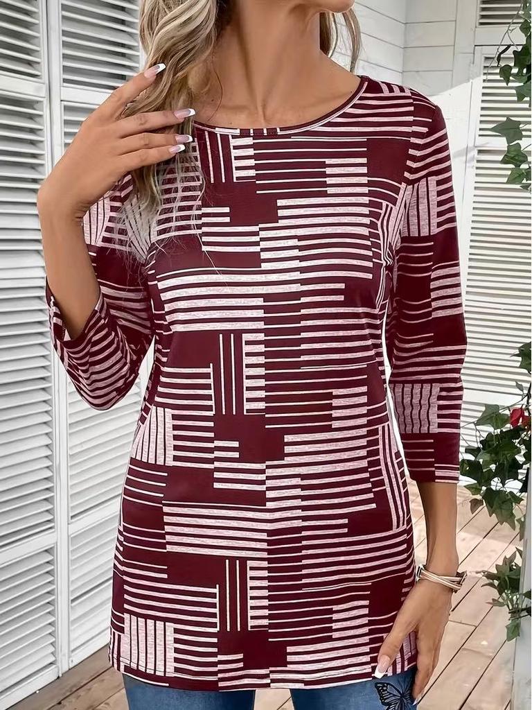 Plus Size Autumn/Winter 2025 Fashion Casual Women's Round Neck Top T-Shirt