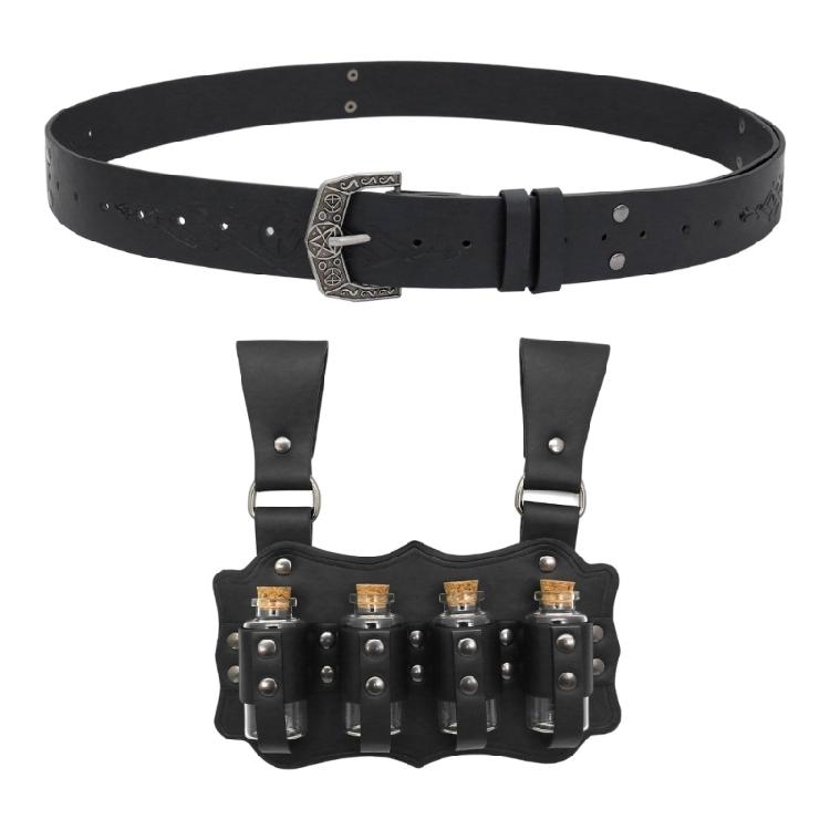 Auffällige Steampunk-Stile PU-Leder Taillengürtel-Set mit Mehrzweck-Alchemie-Flasche Halloween-Kostümzubehör