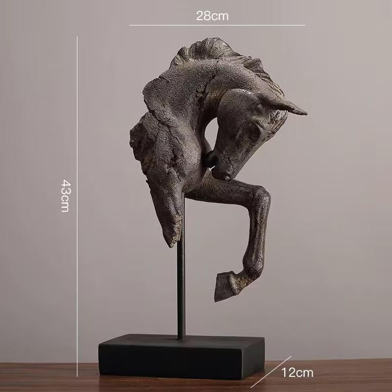 

American Antique Resin Base Horse Head Statue Decoration Item Home Livingroom Furnishing Ornaments Study Office Desk Accessories