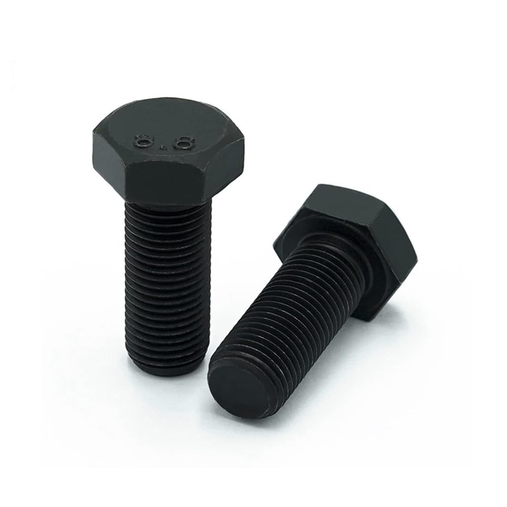 5pcs M12-1.5×45mm Metric Fine Thread 8.8 Grade Black Alloy Steel Hex Head Screws