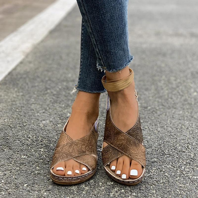 Fashion Ladies Shoes women sandals 2025 New Fashion Buckle Women Sandals Summer Solid Outdoor Flat Casual Women Beach Sandalias Zapatos