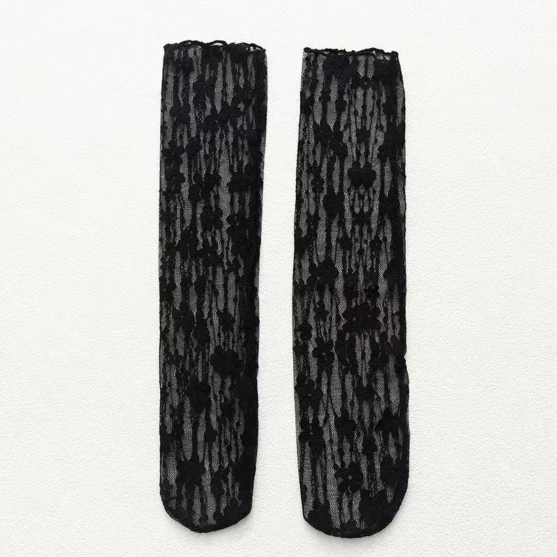 Women's Harajuku Ladies Breathable Transparent Floral Lace Socks Sweet Mesh Fishnet Socks Soft Funny Socks Hosiery