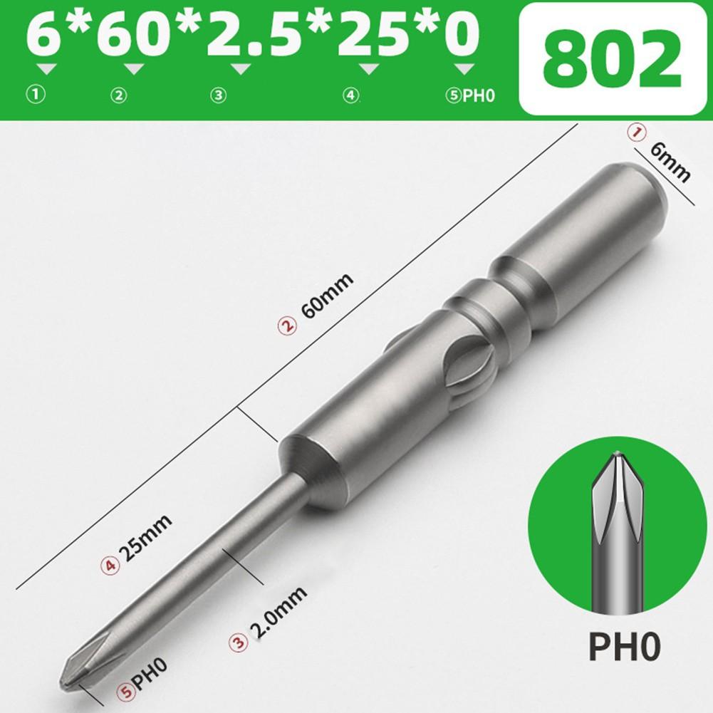 802 Electric Cross Screwdriver Bit Set with PH0 PH1 PH2 Heads 60 200mm