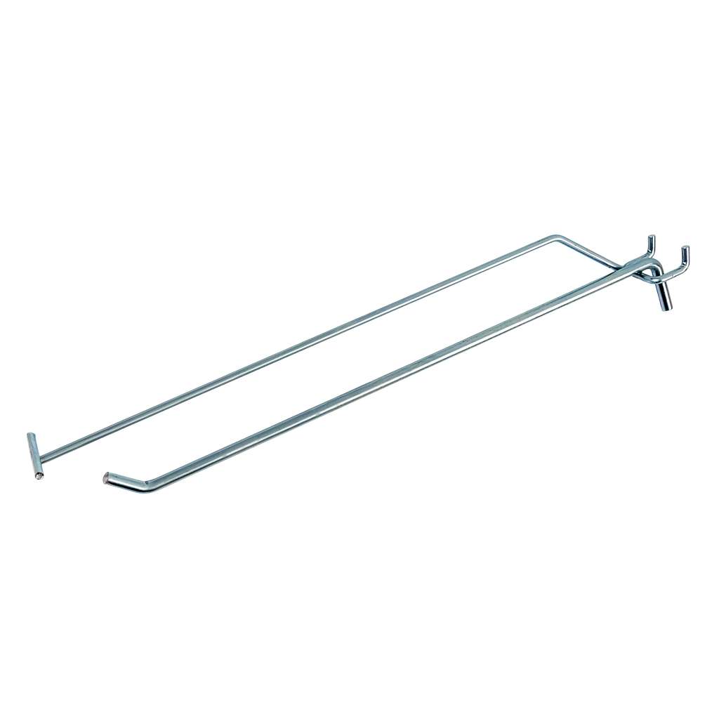 Cabide individual com braço para etiqueta de preço perfurada EURO Mega-M L-30cm fi6 zinco N