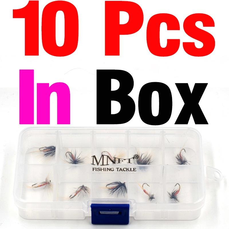 MNFT 10pcs 12# Golden Band Winding Red Long Beard May Fly Trout Fishing Fake Lures