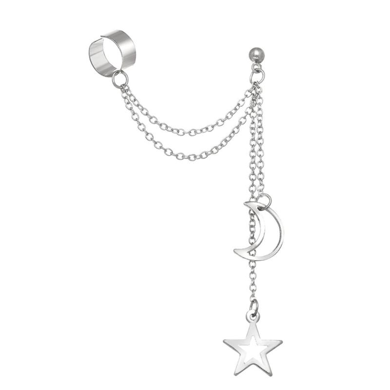 

Trendy No Pierced Ear Clip For Women Girls Alloy Moon Star Dangle Earrings Jewelry Gift Stylish Ear Hook Accessories