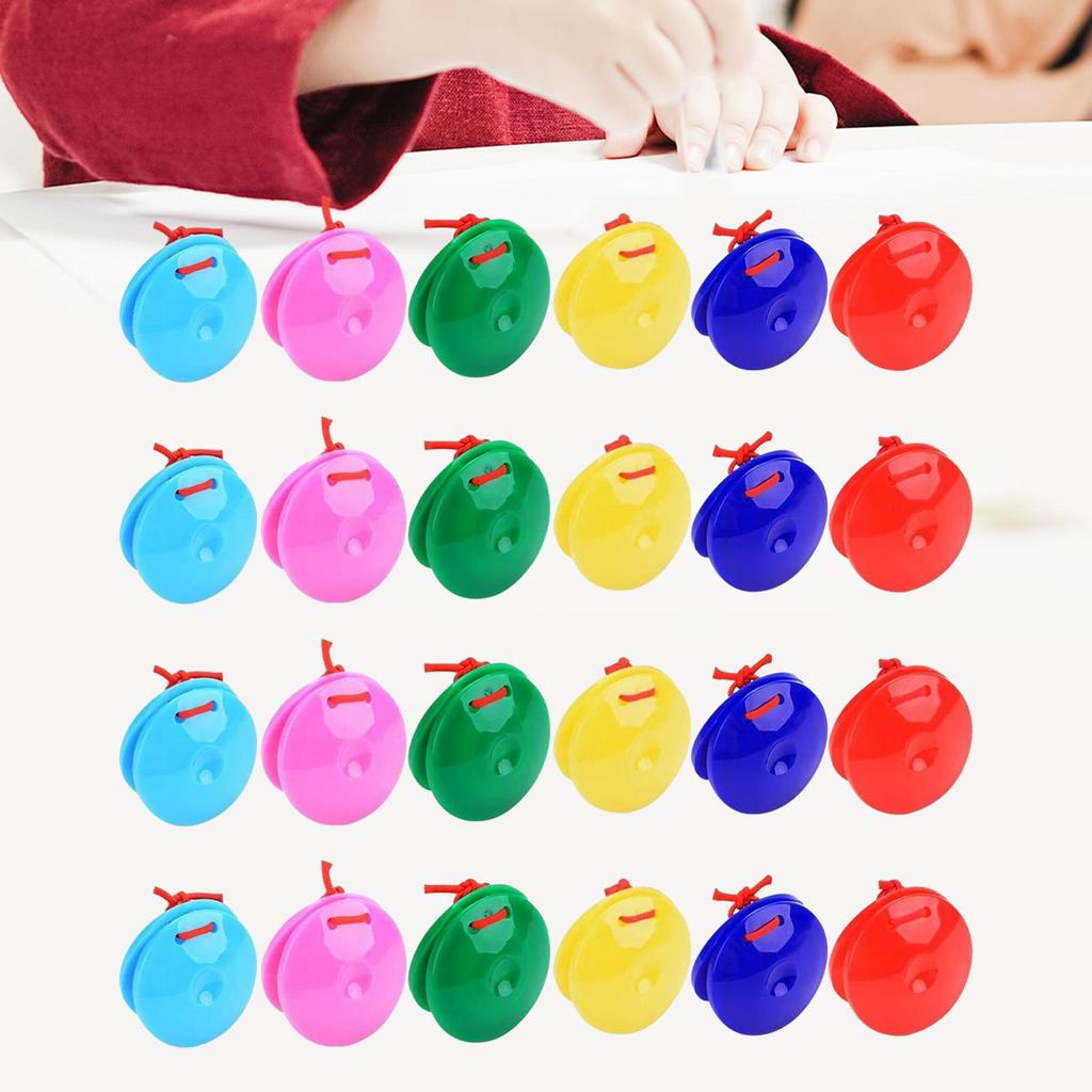 24 Pieces Wooden Castanets Percussion Instrument, Preschool Colorful Musical Rhythm Toys