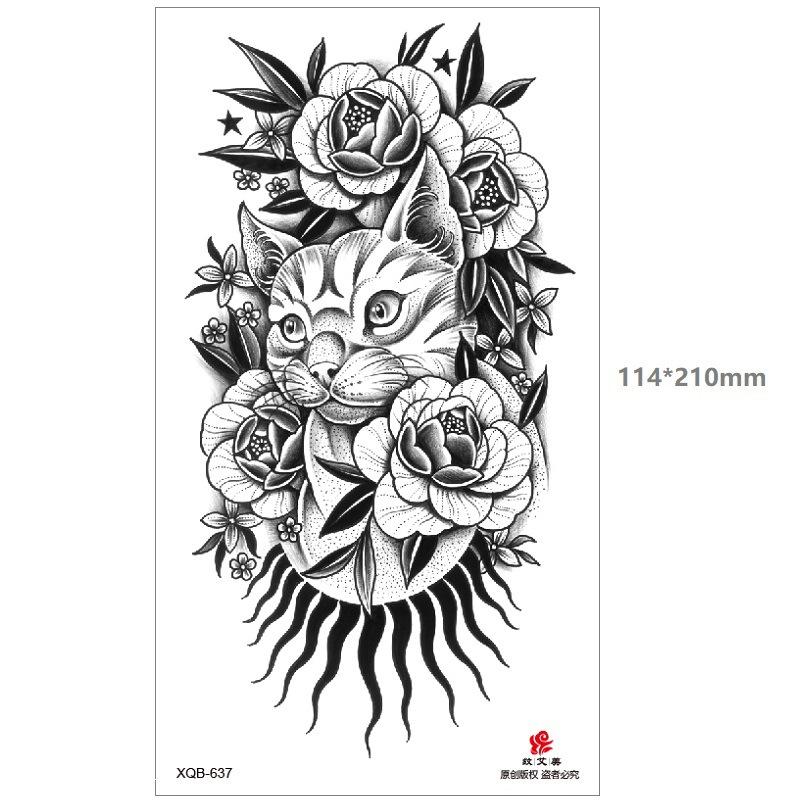 Dragon Wolf Tiger Black Water Transfer Simulation Disposable Temporary Half-Arm Animal Set Tattoo Sticker