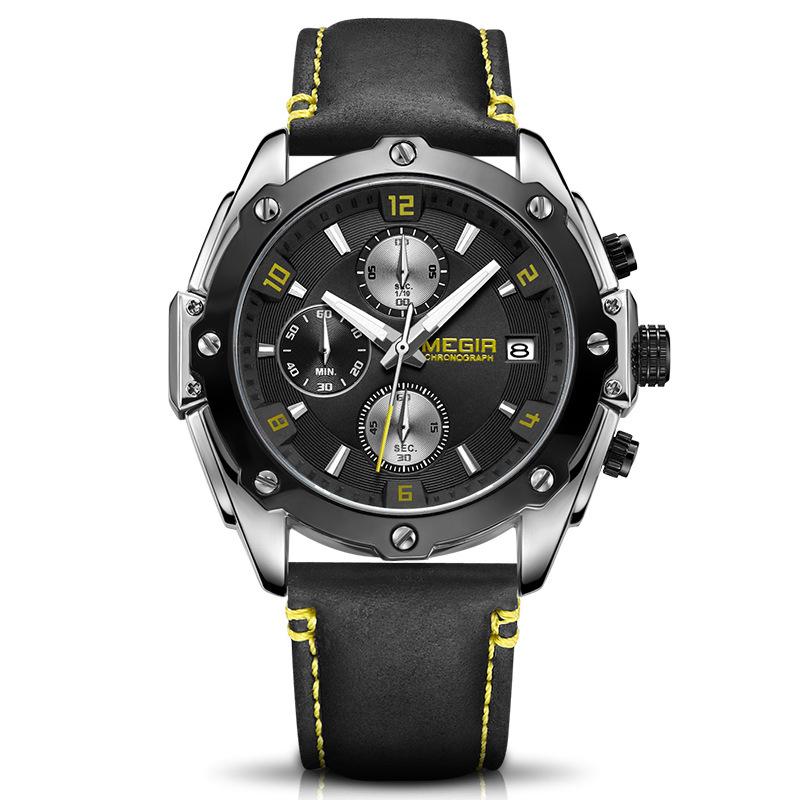 Overseas Watch, Multi-Function Chronograph Unisex Couple Leather Quartz Watch 2074