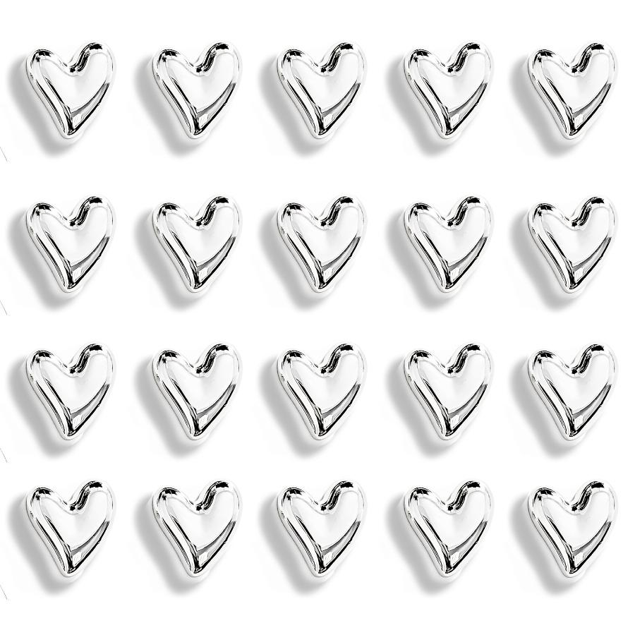 20 Cute Heart-shaped Decorative Magnets, Golden and Silvery Refrigerator Magnets, Small Home Kitchen Magnet Set for Decorating Office Whiteboards