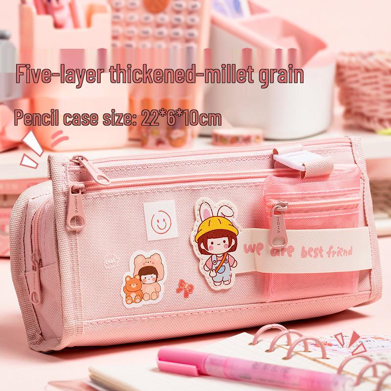 Capybara Large Capacity Korean Style Pencil Case for Middle School Girls – Simple & Stylish Stationery Box