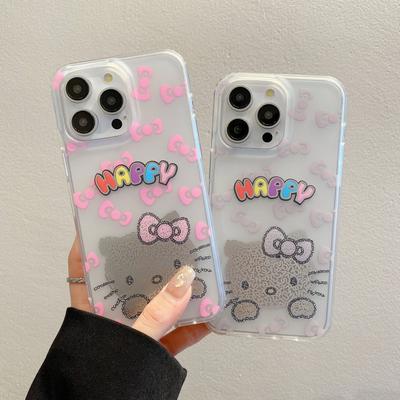 Coque de téléphone portable dessin animé chat mignon applicable iPhone15promax Apple 14 transparente mate IMD13 coque de protection