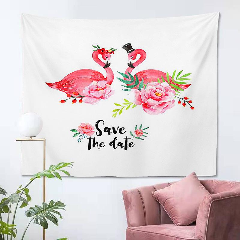 Pink Flamingo Tapestry Wall Background Cloth Sofa Decoration Wild Animals Hanging Tapestry for Bedroom Home Living Room Decor