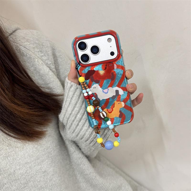 Wave Pattern Cute Pony Case for iPhone 17, Apple 16 Pro Max/15/14 - New Model for Women