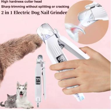 2 In 1 Electric Pet Nail Trimmer with LED Lights Pet Nail Grinder Dog Nail Trimmer and Grinder for Small Medium Large Dogs/Cats