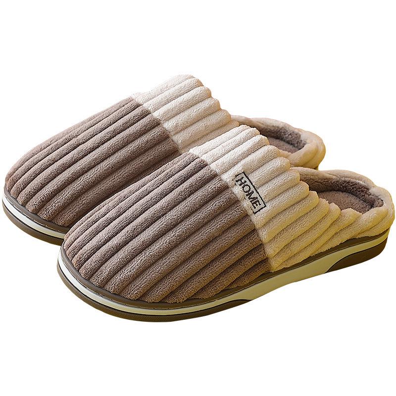 Warm Plush Non-Slip Slippers for Men & Women - Thick Sole Indoor Cotton Footwear for Fall & Winter