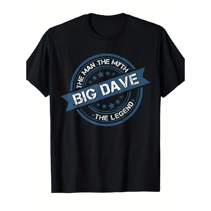Vintage Distressed T-Shirt Featuring Big Dave, The Man, The Myth, The Legend. Made of 100%, Perfect As Halloween And Christmas Gifts for Friends of S чёрный