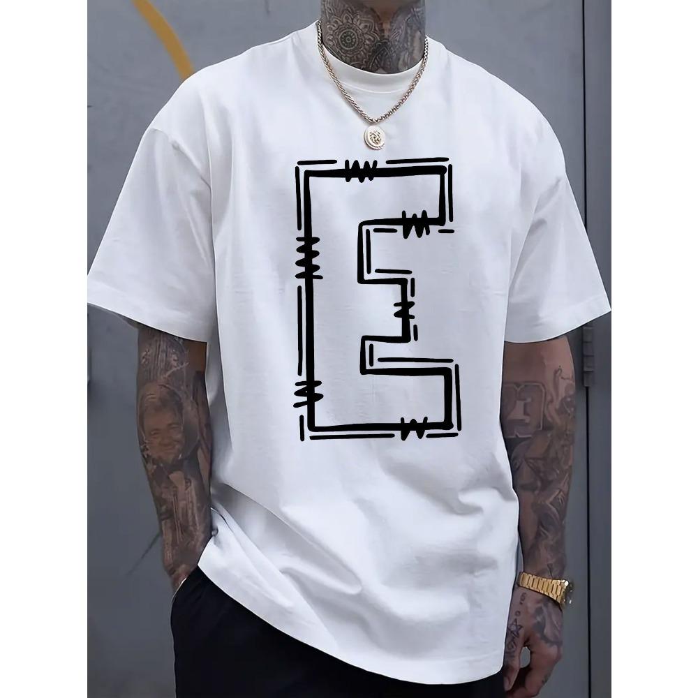 Front E-print round-neck short-sleeved T-shirt made of comfortable and breathable fabric featuring a casual style S