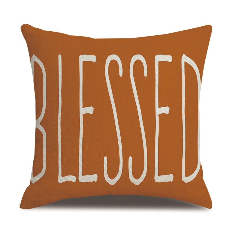 Thanksgiving Linen Pillowcase Autumn Pumpkin Print Pillow Cushion Cover