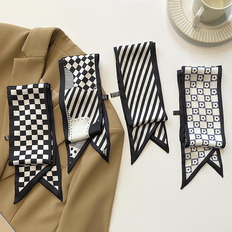 Fashion Headbands Hair Ribbons Scarf For Women Skinny Hairband Neck Scarves Black CLE