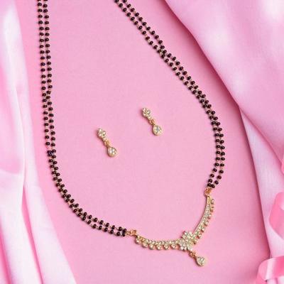 Necklaces 24k Gold Plated Linked Branches Double Line Mangalsutra