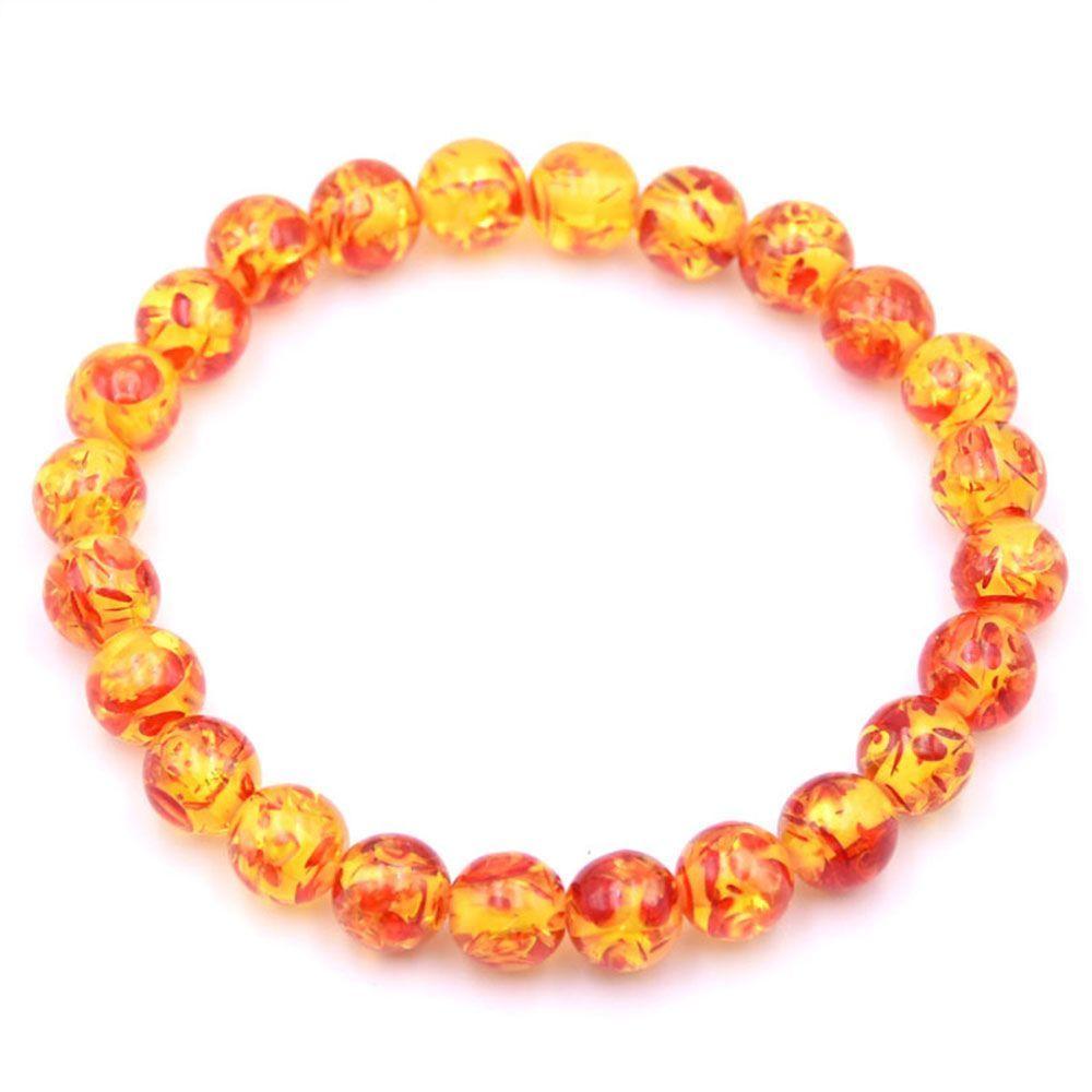 Women Charm Men 10MM Natural Amber 8MM Bangle Bracelet Round Elastic Bead