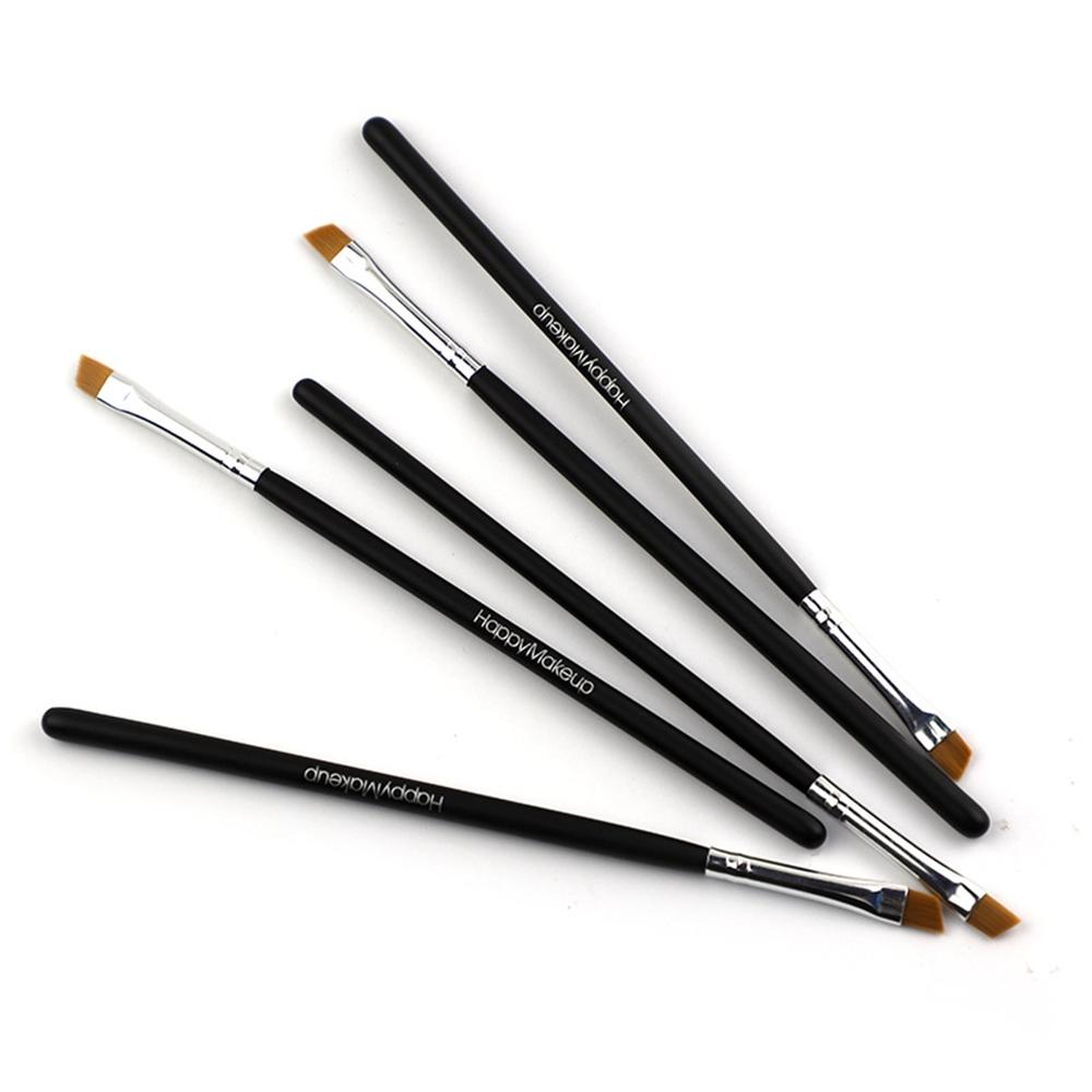 5Pcs Professionelle Schwarz Augenbraue Geneigt Flache Abgewinkelt Pinsel Make-Up-Tool Holz Pol Eyeliner Lidschatten Augenbraue Frauen Kosmetik