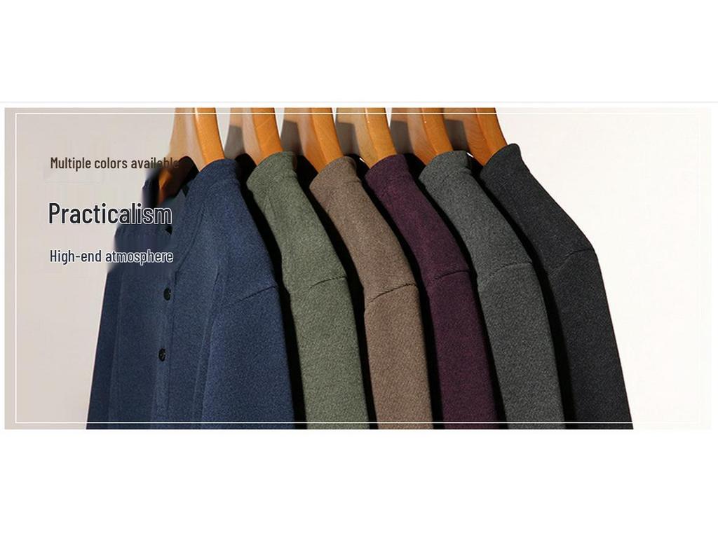 Men's Solid Color Fleece-Lined Sweatshirt, 2025 Autumn/Winter Collection - Thick, Double-Sided German Fleece, Round Neck, Casual Warm Base Layer