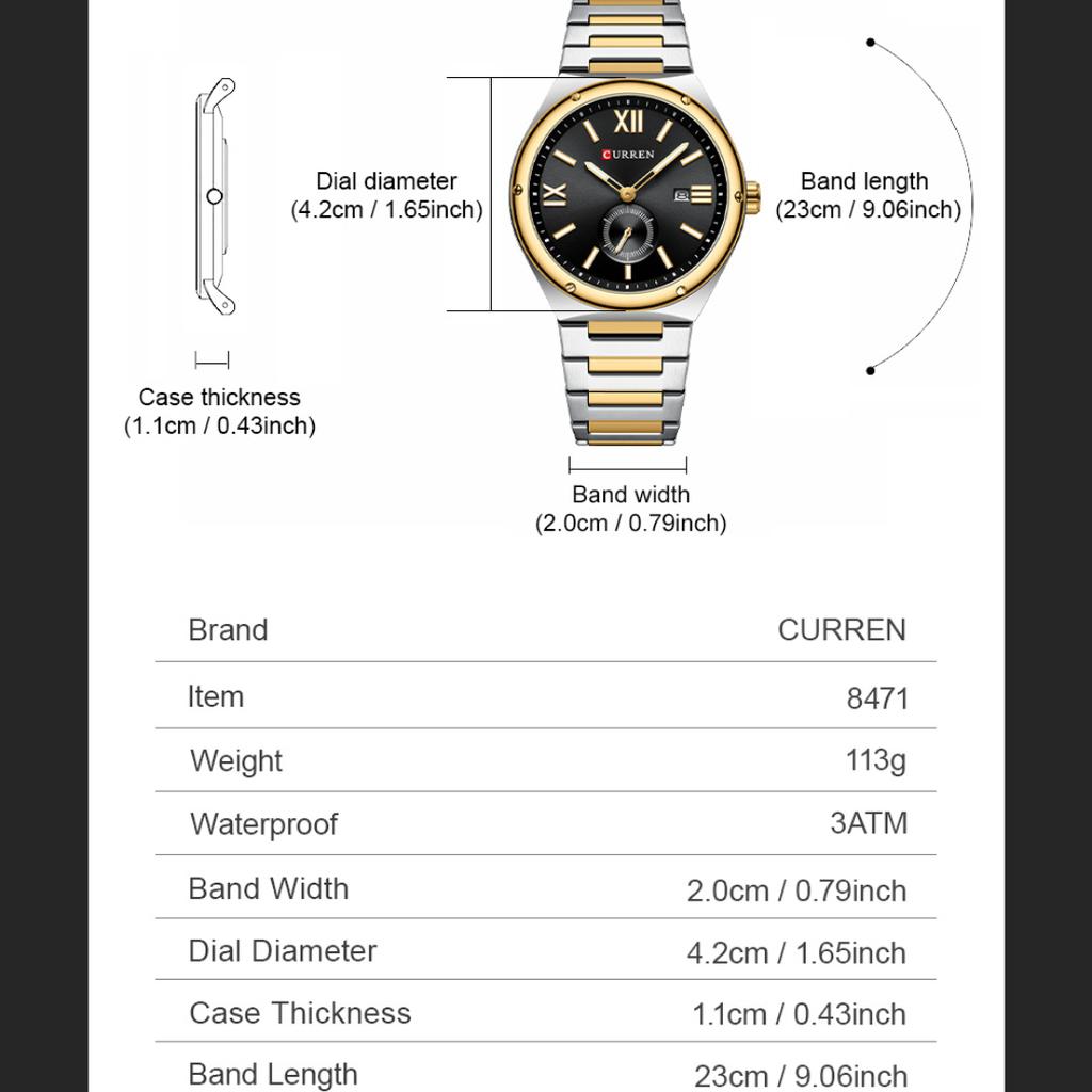 CURREN Luxury Watch Business Waterproof Male Clock Luminous Date Stainless Steel Square Quartz Men Watch Casual Business Wristwatch