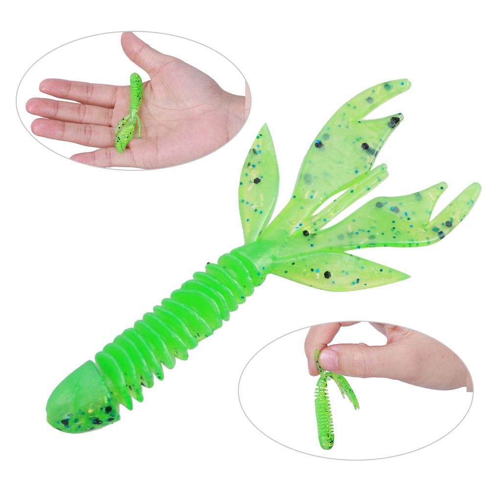 AR37 80mm 2.3g Fishing Soft Worm Bait Artificial Leaf Tail Simulation Lure Accessory2# Green