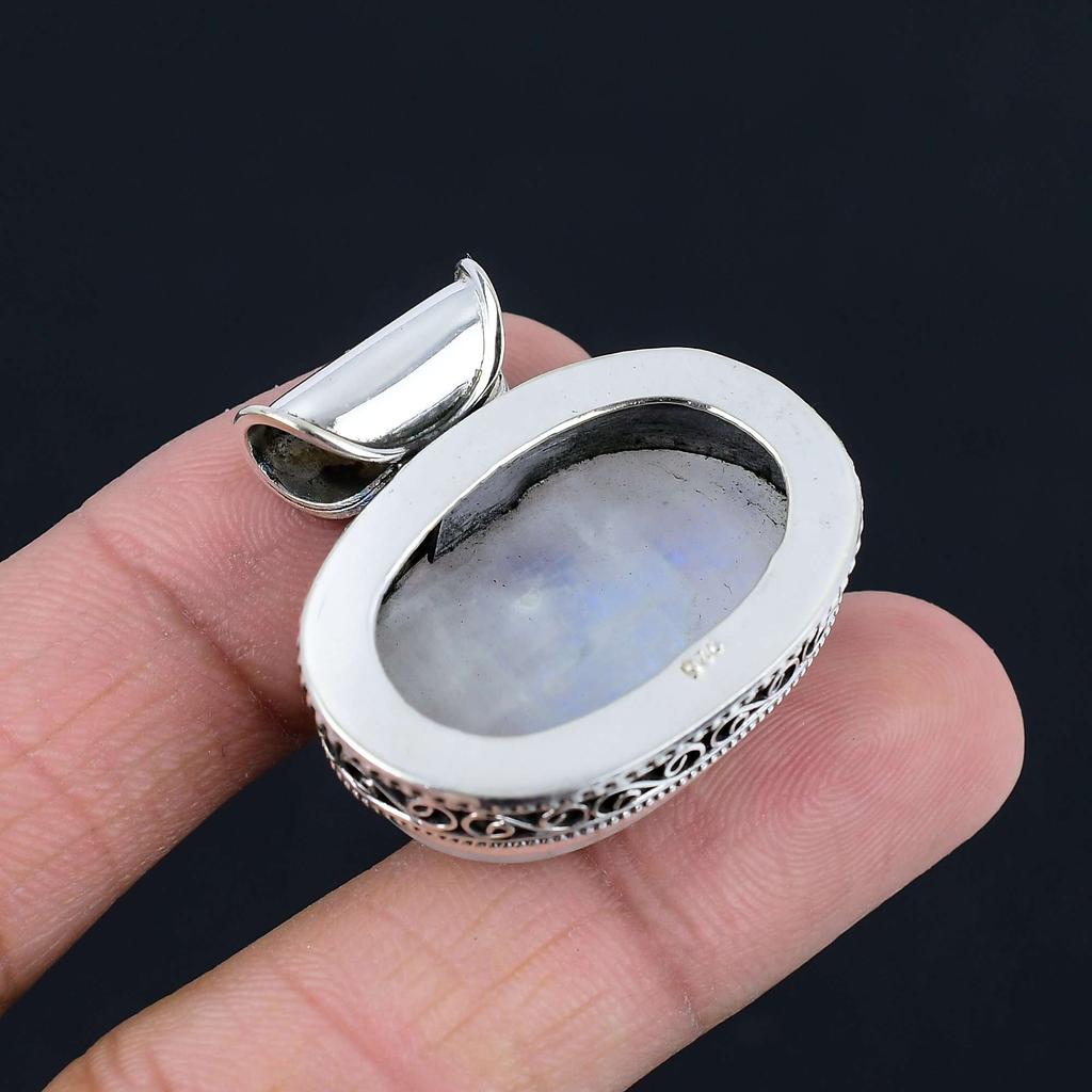 Přívěsek Rainbow Moonstone z masivního stříbra 925 Šperky Dárek pro unisex