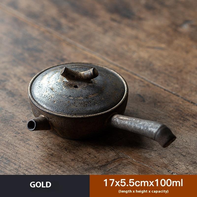 

Coarse Pottery Retro Side Handle Pot Teapot Ceramic Tea Maker Single Pot Household Teapot Kung Fu Tea Infuser Tea Kettle