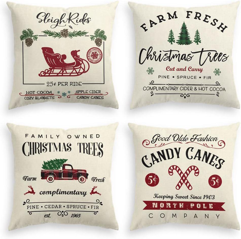 New Christmas Tree Printed Pillowcase Home Cushion Cover Christmas Decoration Sofa Pillowcase